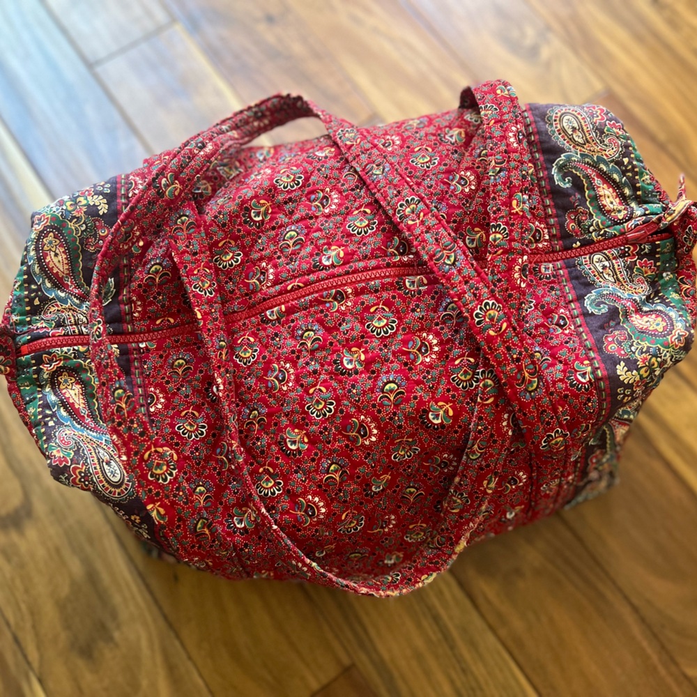 Vera Bradley Red Paisley Quilted Duffle Bag